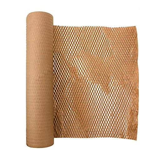 Wuuooei Honingraat Wrap Paper Roll Geperforeerde verpakking, Honingraat dempingspapier, Beschermend verpakkingspapier, Verpakking Wrap Papier voor het verplaatsen, demping Kraftpapier voor het verpakken/opslaan van delicate items, 50 m* 38 cm