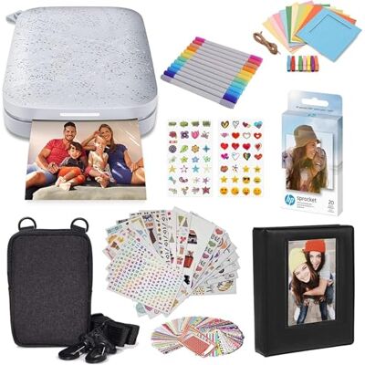 HP Tandwiel Draagbare 2x3 inch Instant Foto Printer (Wit) Startersbundel HP Tandwiel Draagbare 2x3 inch Instant Foto Printer (Wit) Startersbundel