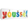 Little Helper LHV-YOUSSEF-1542-15IT Canvas voor Kinderkamer met Voorpaneel, Gepersonaliseerd Ontwerp met de naam van Youssef, Veelkleurig, 15 x 42 x 4 cm