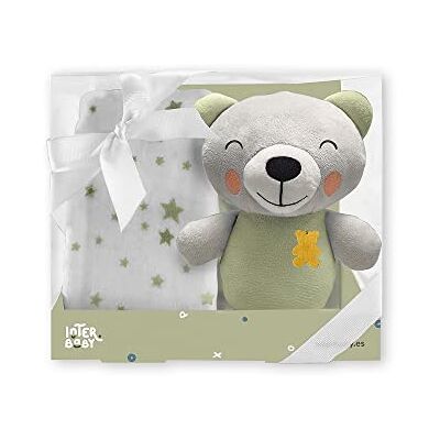 Babydeken met knuffeldier - Groen Babydeken met knuffeldier - Groen