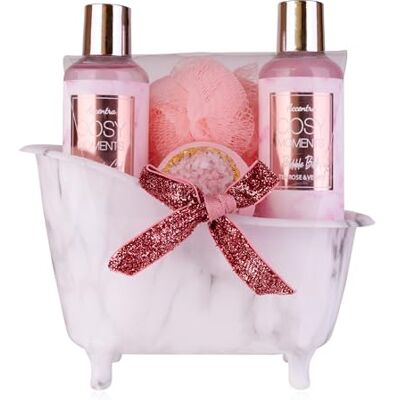 accentra COSY MOMENTS bad- en doucheset in rosé cadeauset voor ontspanning voor vrouwen voor verjaardag of Kerstmis 4-delige wellnessgeschenk- en verzorgingsset met mini decoratieve badkuip accentra COSY MOMENTS bad- en doucheset in rosé cadeauset voor ontspanning voor vrouwen voor verjaardag of Kerstmis 4-delige wellnessgeschenk- en verzorgingsset met mini decoratieve badkuip