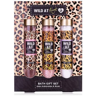 accentra Badset WILD AT HEART Cadeauset met Dierenprint, Luipaardmotief, in Cadeaubox, incl. Douchegel, Bodylotion, Badzout, Geur: Rosa Rubiginosa & Musk, Damescadeau Kerst accentra Badset WILD AT HEART Cadeauset met Dierenprint, Luipaardmotief, in Cadeaubox, incl. Douchegel, Bodylotion, Badzout, Geur: Rosa Rubiginosa & Musk, Damescadeau Kerst