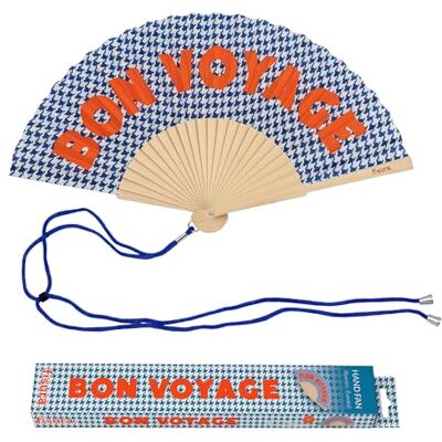 Fisura Originele waaier met inscriptie "Bon Voyage", moderne en kleurrijke houten waaiers, pied-de-poule patroon, inclusief hanger, grappig cadeau-idee, 42,5 x 23 cm Fisura Originele waaier met inscriptie "Bon Voyage", moderne en kleurrijke houten waaiers, pied-de-poule patroon, inclusief hanger, grappig cadeau-idee, 42,5 x 23 cm