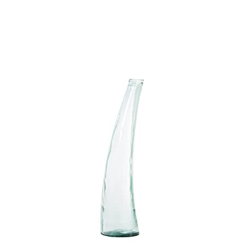 DRW Gebogen vloervaas van transparant glas, 20 x 20 x 80 cm