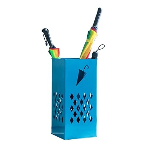 XqmarT Paraplubak indoor paraplubak vierkante metalen paraplubak, ingang onafhankelijke paraplubak opbergdoos geschikt voor thuiskantoor decoratie paraplubak paraplu emmer H (blauw 23 * 23 * 50 cm)