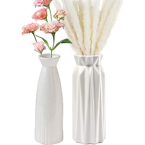 ZPPLD Vazen,Keramische vazen,Vaas porselein,Witte Vaas,Keramische bloemenvazen,Vazen wit, Vazen Set,decoratie, modern,vaas voor pampasgras, vazen voor woonkamer, boho-decoratie, 18 cm