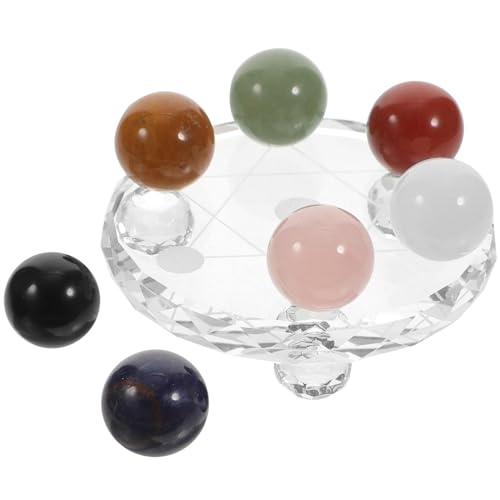 Healvian Kristallen Bol Zeven Sterren Array 7 Chakra Kristallen Bol Chakra Bol Bal Chakra Stenen Set Chakra Kristallen Set Transparante Speelballen Chakra Set Glazen Bol Kantoor Draagbaar