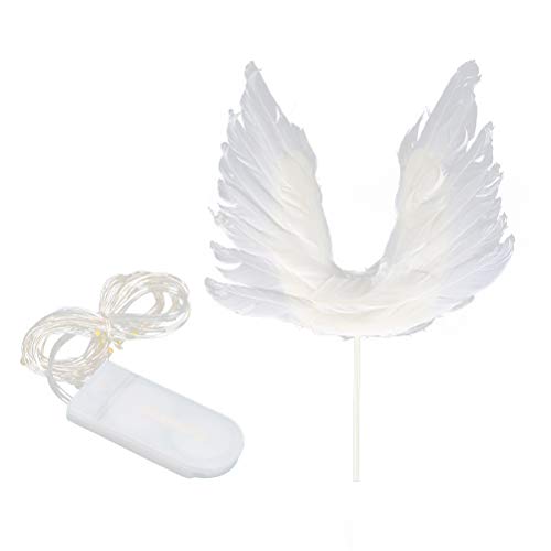 STOBOK Engel vleugels cake topper picks decoratie met ledlicht voor babyshower verjaardag bruiloft party benodigdheden benodigdheden