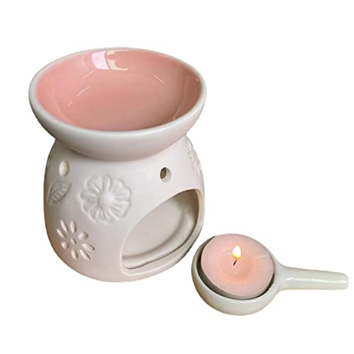 LINGJIONG Wax Smeltbranders Essentiële Olie Branders Wax Smeltbrander Met Kaars Lepel, Keramische Wax Burner, Aromatherapie Voor Thuis En Kantoor