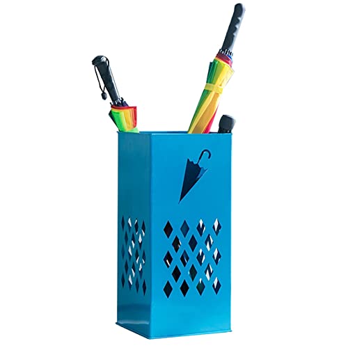 NEFLINATA Paraplu opslag paraplu standaard metalen vierkante paraplu stands, blauw uitgehold paraplu houder rek voor Alpenstock/wandelstokken/trekking stokken, 22,2 cm x 22,5 cm x 49,7 cm