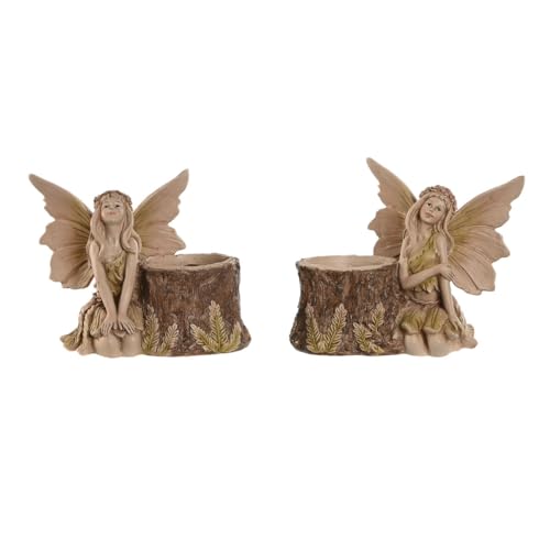 Home ESPRIT Decoratiefiguur bruin fee 18 x 10 x 15 cm (2 stuks)