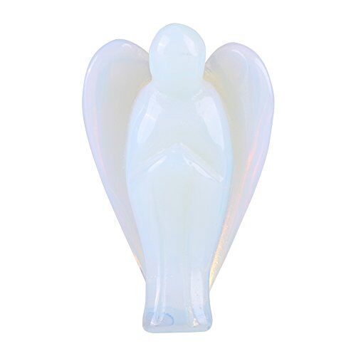 Garosa Kristal Energie Chakra Reiki Genezing Beschermengel Vorm Mini Figuur Standbeeld Ornament Genezing Engel Engelenvleugels Cadeau voor Bureau Woondecoratie (Opaal)