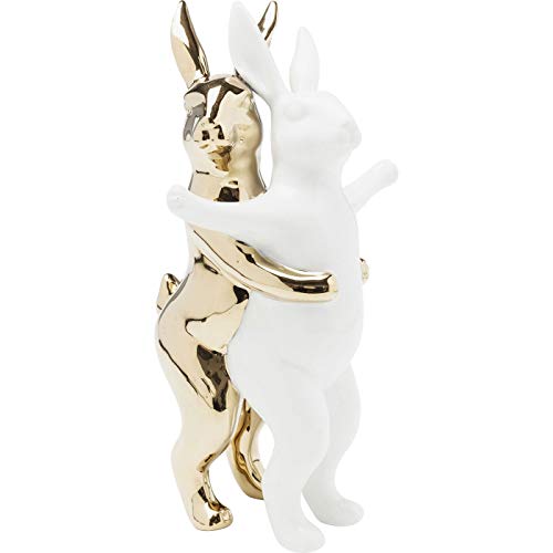 Kare Desgin deco figuur Hugging Rabbit Medium, wit/goud, sculptuur, haas, 25cm