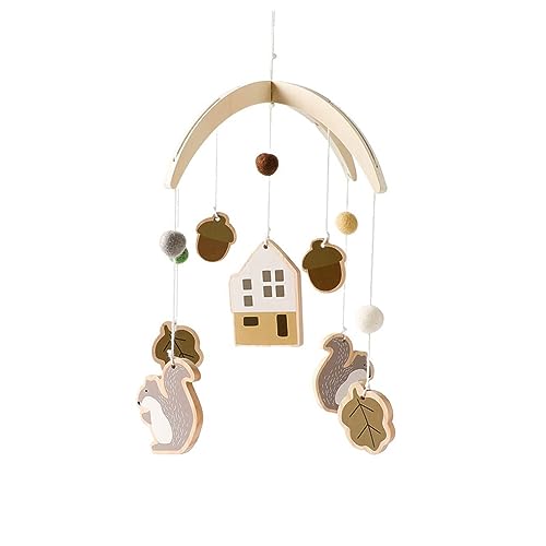 Fubdnefvo Houten handgeweven babywieg mobiel voor kinderkamerdecoratie, houder voor babywieg