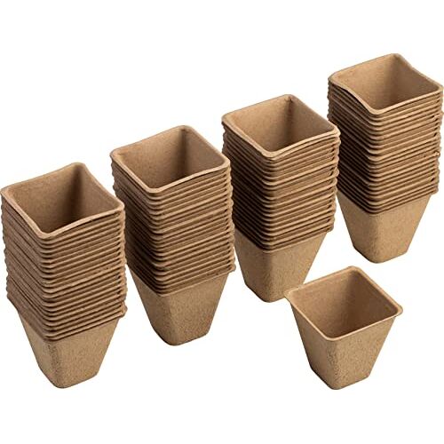 Meister WU9968330 Kweekpotten, 8 x 8 cm, praktische set met 96 stuks, van papierpulp, biologisch afbreekbaar, plantenpot, zaaipot, plantenkweekt, plantenkweek