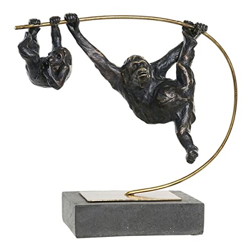 DT FD-181237 decoratiefiguur van hars en metaal, zwart, 37 x 15 x 34 cm