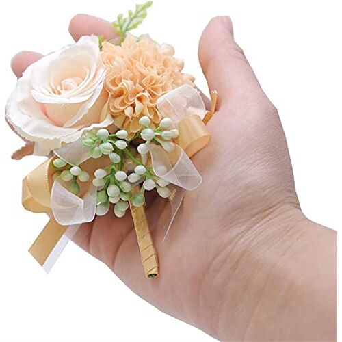 LXZSMH polscorsage, 2 Stuks Bruiloft Corsages en Boutonnières Zijden Corsages Bruidegom Bruid Elegante Bruiloft Lang Lint 2 Stuks Kunstmatige Pols Bloemen (Kleur: Corsage 5) (Color : Corsage 2)