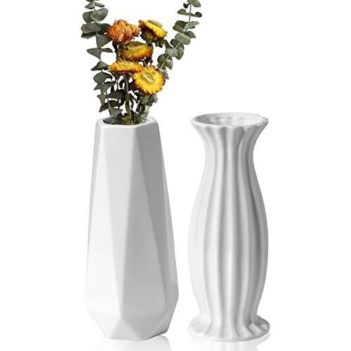 ZPPLD Vazen,Keramische vazen,Vaas porselein,21 cm Witte Vaas,Keramische bloemenvazen,Vazen wit, Vazen Set,decoratie, modern,vaas voor pampasgras, vazen voor woonkamer, boho-decoratie