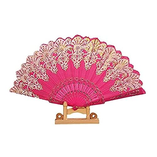 MMRTDJDR Elegante Lace Folding Fan met bloemmotief voor dansen, feesten en decor (2 stuks)