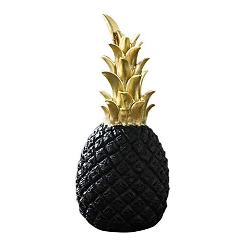 BSMEAN Ananas-decoratie, nordic moderne hars ananas decoratie zwarte ananas decoratie huis kantoor tafel ananas ornament woonkamer slaapkamer decoratie