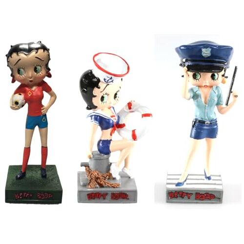 OPO 10 - Kavel van 3 Betty Boop-beeldjes 15 cm: voetballer + matroos + Amerikaanse politie BB8