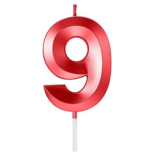 SHARESYNC Kaarsen Rode Verjaardag Kaarsen Verjaardag Cake Kaarsen Verjaardag Kaars Cake Topper Numeral Kaarsen Verjaardag Kaarsen Numeral Kaarsen (Numeral 9, Rood)