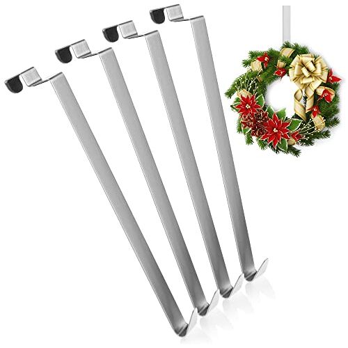 com-four ® 4x haken voor deurkrans deurhaak voor krans deurkranshaak van roestvrij staal decoratieve kranshanger voor voordeur binnen 27 cm