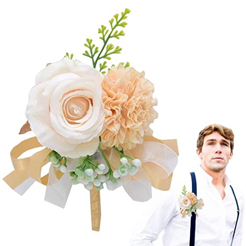 Joberio Bruidegom bloemen corsages Bourgondische corsages voor mannen bruiloft Corsage voor bruiloftsfeest, herfst vintage rustiek huwelijksfeest