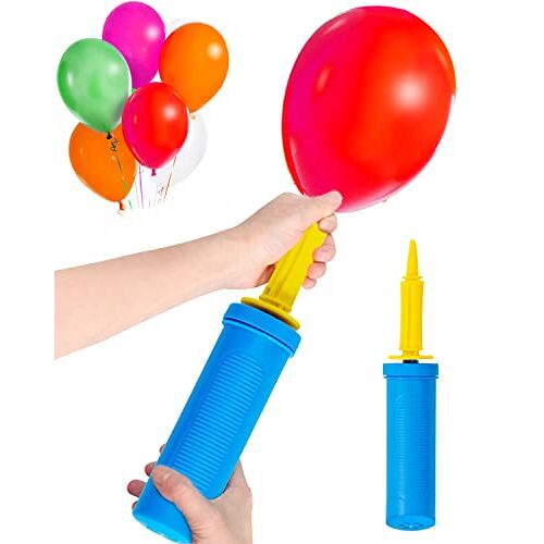 Noa Home Deco Ballonpomp, handballonpomp, luchtballonpomp, luchtballonpomp, luchtpomp voor ballonnen, pomp voor ballonnen, ballonpomp, ballonnen voor bruiloft, verjaardag, feestdecoraties, geel/blauw