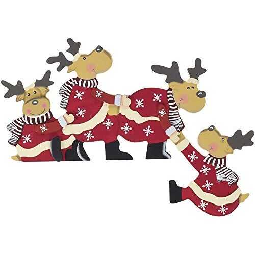 khevga Kerstdecoratie, purzelende eland voor deurkozijndecoratie van hout (purzelende eland)