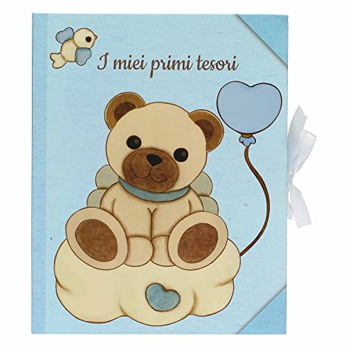 THUN Blauwe herinneringsdoos met teddy kinderen, albums en herinneringen papier 24 x 30 x 10 cm