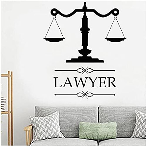 cbvdalodfej Behang Decor Van Advocatenkantoor Logo Advocaat Muur Vinyloverdrukplaatje Personalisatie Sticker Bedrijfsnaam Justitie Schaal Raamdecoratie 42X49 CM