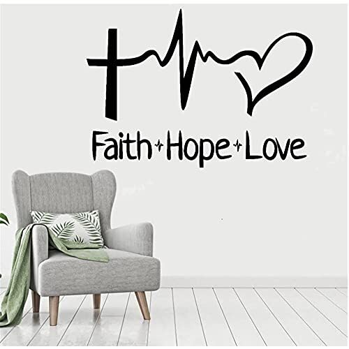 cbvdalodfej Geloof Hoop Liefde Muurtattoo Religieuze Inspirational Kantoor Poster Vinyl Sticker Familie Regels Quotes Muurstickers Home Decor 59X42 cm42