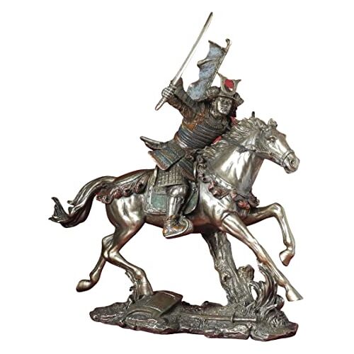 Parastone Samurai figuur krijger in pantser op paard Japanse krijger, decoratief figuur, decoratief artikel, bronzen look, H 25 cm