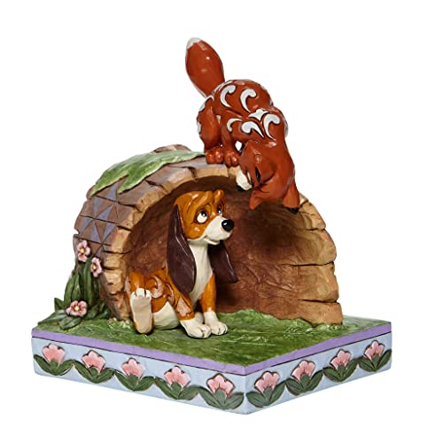 Disney Traditions Vos en hond op logboek beeldje, veelkleurig, S, 6008077