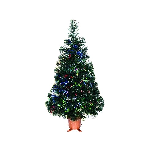 YEKIM 80 cm / 32 inch voorverlichte kunstkerstboom glasvezel kerstboom tafelblad mini-kerstboom met led-verlichting