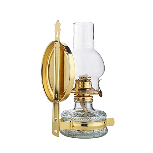 amanigo Wand-gemonteerde olielamp met glazen spiegelolielamp retro nostalgie kerosine olielampen for keuken binnengebruik