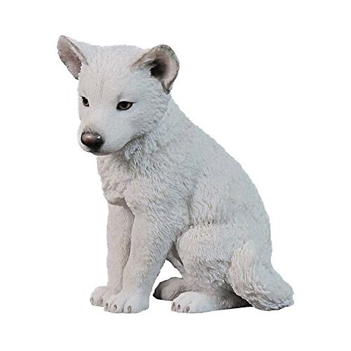 Vogler Polarwolf puppy zittend figuur decoratie wolf dierenfiguur sculptuur