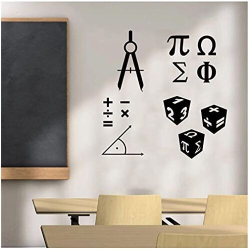 cbvdalodfej Wiskunde Symbolen Teken Muurstickers Wiskunde Klaslokaal School Decoratie Wiskunde Wetenschap Vinyl Muurtattoo Muurschilderingen 57x58 cm