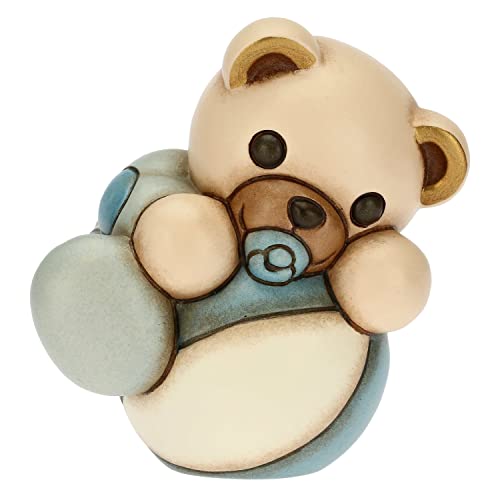 THUN Teddy met blauwe bal gastgeschenken, doop gastgeschenken keramiek 6 x 5 x 6,7 cm h