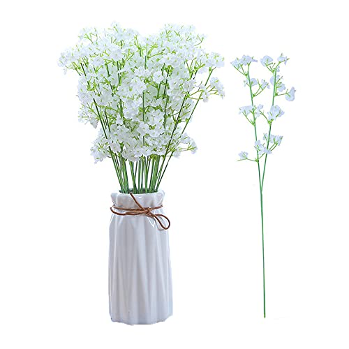 luou 20 Takken Kunstmatige Gypsophila,Gypsophila Baby Adem Kunstbloemen Boeket,Plastic Witte Kunstmatige Gypsophila Bloemen,Gypsophila Kunstbloemen Boeket Voor bruidsboeket bruiloftsfeesten boekhandel