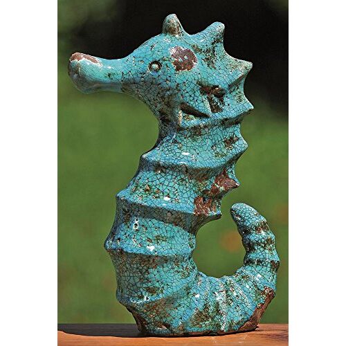 Boltze Zeepaardfiguur, tuinfiguur zeepaardje Fina in turquoise, ca. 23 cm x 11 cm x 35 cm