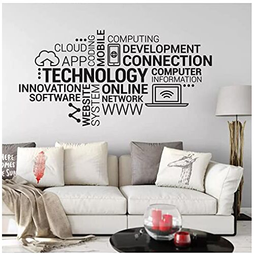 cbvdalodfej Technologie Letters Vinyl Muurtattoo Bedrijf Internet Innovatie Woorden Cloud Office Muurstickers   Woondecoratie 42x82cm