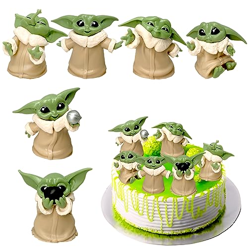 WKxinxuan Mini Baby Yoda Figuren, Grogu Figuren, 6PCS Grogu Star Wars Cake Topper, Baby Yoda Figuur, Yoda Figuren, Yoda Figuur, Baby Yoda Verjaardag Decoratie, Cupcake Beeldjes, voor Kinderen