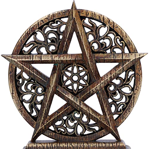 Nemesis Now Dawn Pentagram 15cm, hars, pentagram ornament, brons, Wicca-symbool, gegoten in de fijnste hars, handgeschilderd, Wicca Giftware