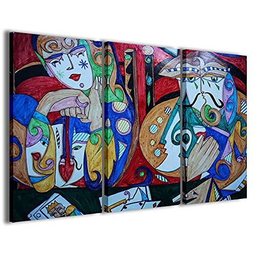 Stampe su Tela Afbeelding, abstract beeld, kleur abstract beeld, modern canvas uit 3 panelen, kant-en-klaar ingelijst, canvas, klaar om op te hangen, 90 x 60 cm