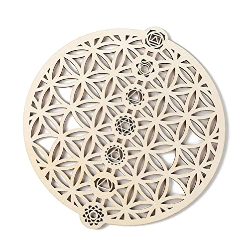 B/A Spiritual Wall Art Wood Crystal Grid Wool Sacred Geometry Wall Decor Flower Of Life Wall Art Meditation Symbol Living Room Ornaments