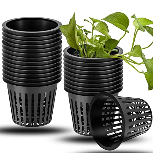 behone inherited 20 stuks watercultuur plantenmand, plantenmand voor hydrocultuurplanten, net pot voor hydrocultuur-bloempotten kunststof hydrocultuur netpot emmer mand, zwart