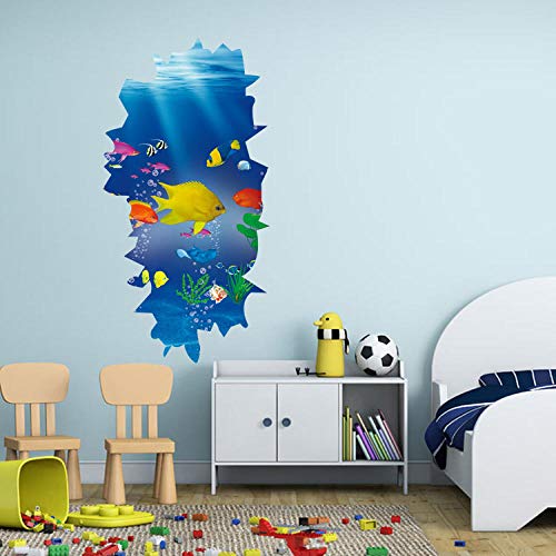 JIAPAI 3D Onderwater Wereld Koelkast Stickers DIY Vis Dier Muursticker Poster Home Decor Behang