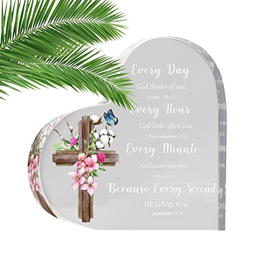 JPSDOWS Hart Acryl Teken Helder Acryl Harten Decoratie Christelijke Geschenken, Spiritueel Geschenk Inspirerend Hart Decor voor Christelijke Mannelijke Beste Vrienden Gebeden Moeder Man Vrouwen